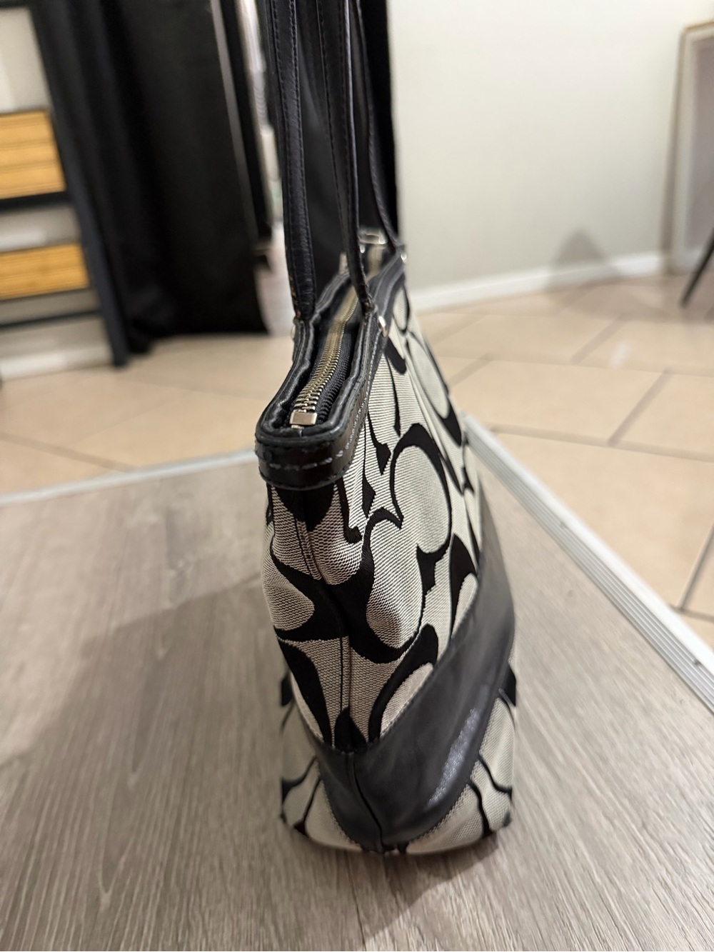 Coach Black and Silver Signature Logo Tote - Picture 6 of 11